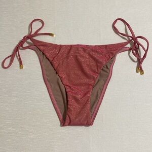 PILYQ Women's ARC Tie Terry w Metallic Glitters Bikini Bottom Size L
